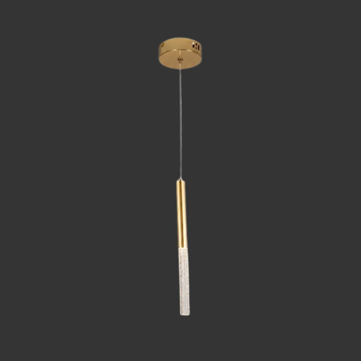Crystal Tube LED Pendant Light – Gold Finish 