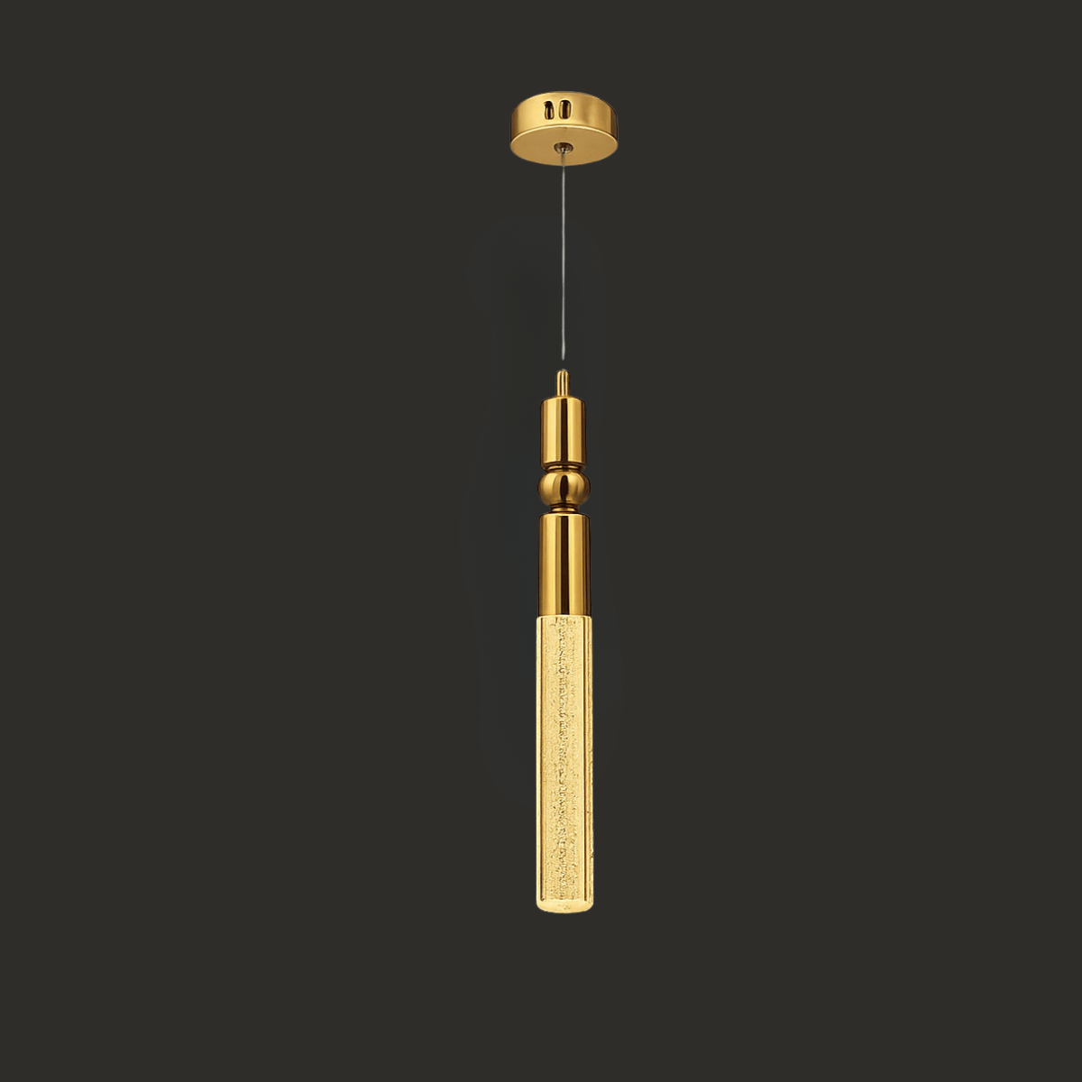 Designer Gold Sculpted Pendant Light with Glass Diffuser 